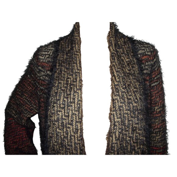 Nic+Zoe Cardigan Sweater Womens Large Artzy Open Front Drape Shawl Eyelash Fuzzy - Picture 4 of 12
